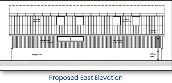 Lot: 49 - OVER TWO ACRE FREEHOLD SITE WITH PLANNING FOR BARN - Proposed East Elevation